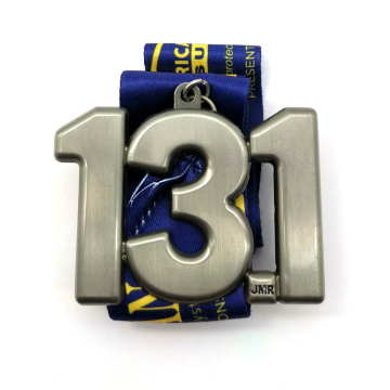 Wholesale OEM Custom Pewter Number Medal And Ribbons